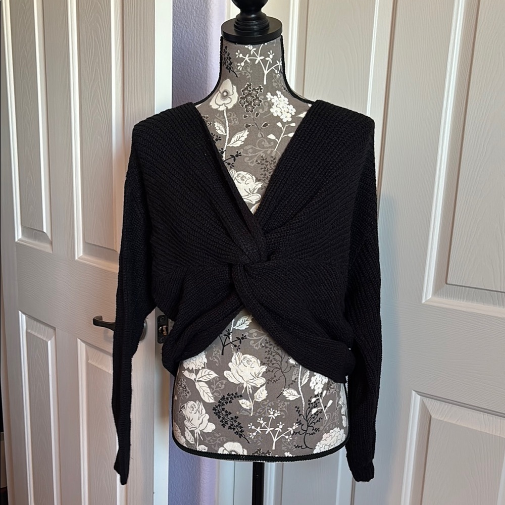 Black V-Neck Sweater Classic Knit